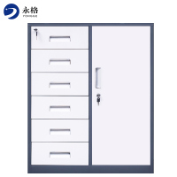 永格文件柜铁皮矮柜办公室资料柜阳台抽屉储物柜工具带锁小柜子偏六斗