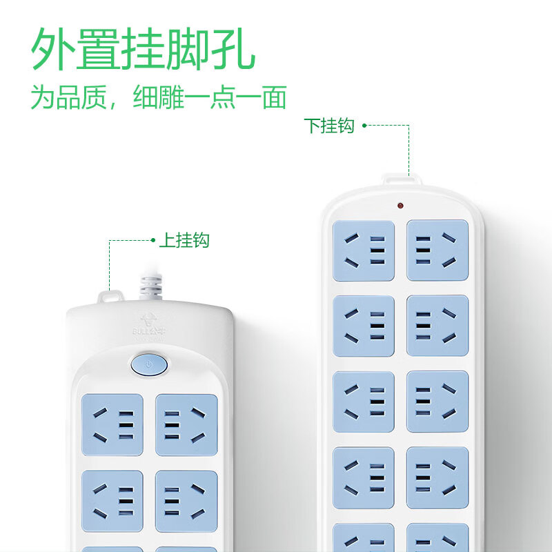 公牛(BULL) 605(B)袋装延长线插座(定做/6545)3*1.0,1.8m,10H高清大图
