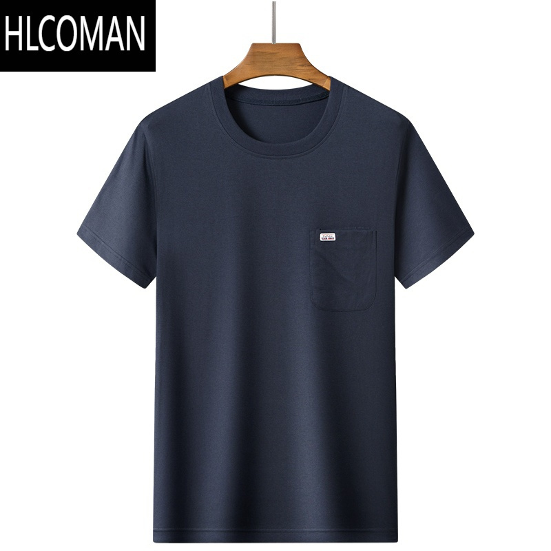 hlcoman中老年男士本命年红色圆领短袖t恤爸爸短袖中年人男夏装爷爷