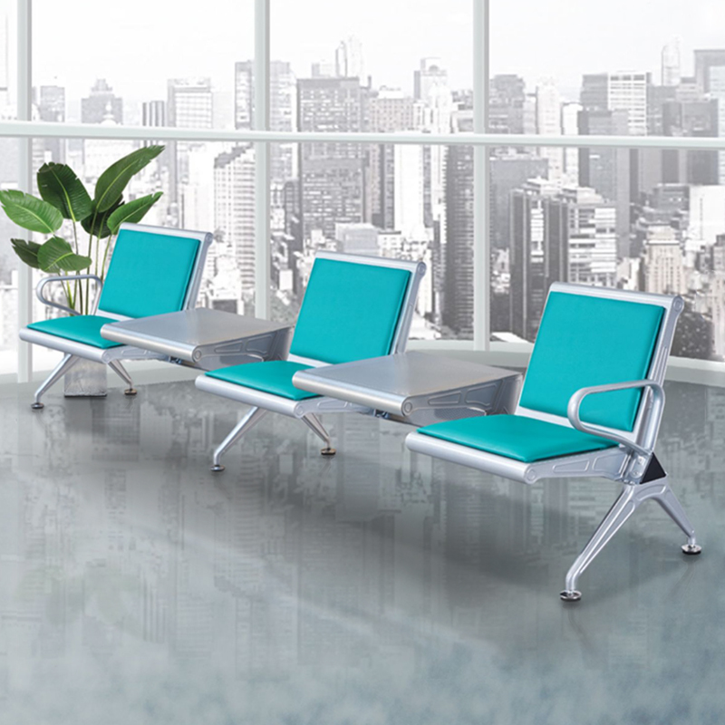 中豫鑫泽 ZYXZ5021039 连排椅机场椅公共座椅长椅等候椅 三人位加2茶几绿色坐垫高清大图