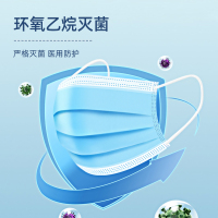 医用外科口罩一次性成人非独立医用级熔喷布外科口罩防护防防病毒透气飞沫口罩 蓝色50片