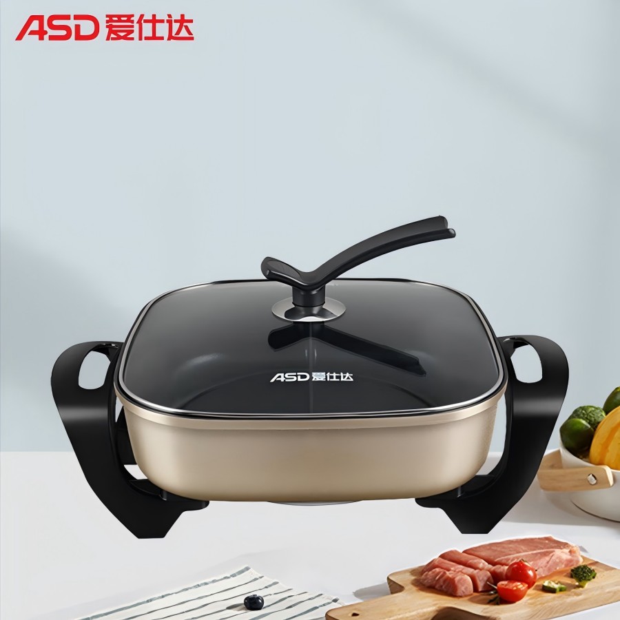 爱仕达(ASD)多功能锅5.5L方形鸳鸯电火锅电火锅家用不粘烤肉锅多用途锅电热煮锅 AH-F16J105高清大图