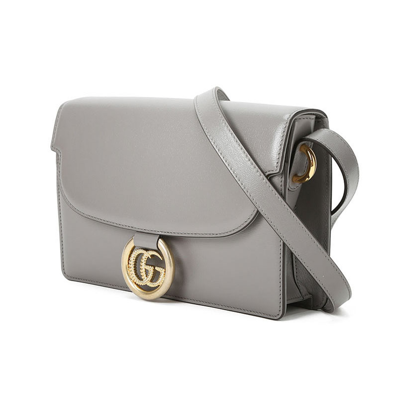 GUCCI 古驰 Outlet 斜挎包 单肩包 口盖包小号 双G饰扣光面皮589474金扣