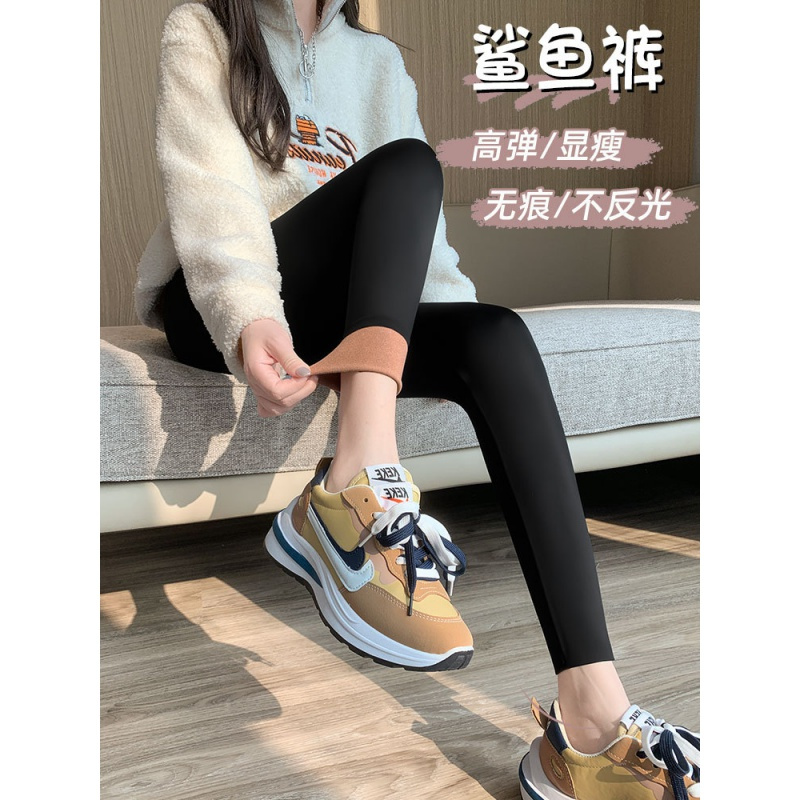 加绒鲨鱼裤女外穿秋冬季2023新款加厚保暖棉裤紧身瑜伽芭比打底裤