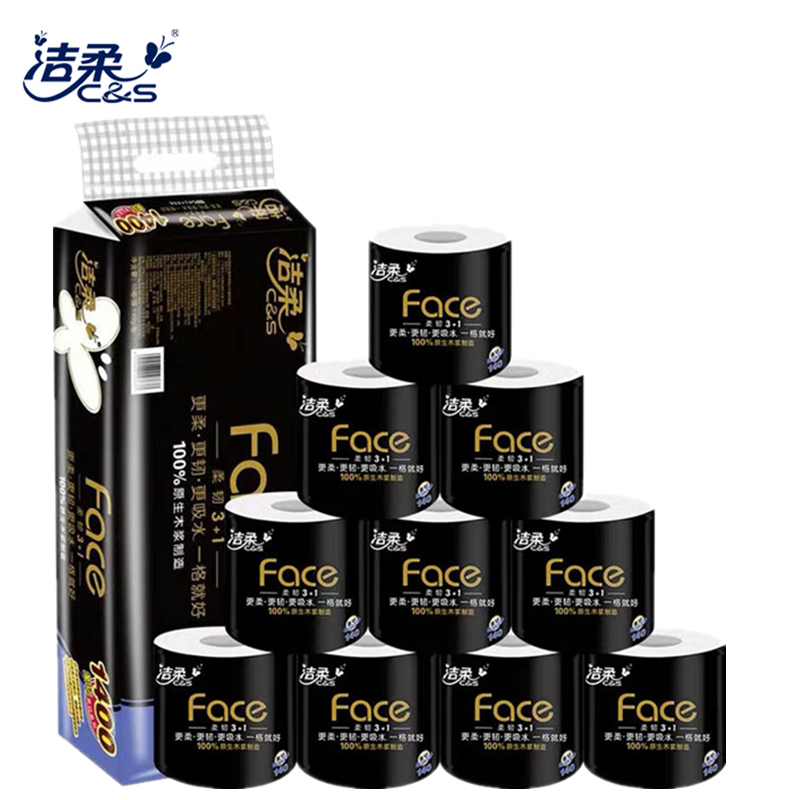 洁柔Face卷纸4层1400g卷筒纸可湿水卫生纸家用卷纸厕纸母婴卷纸卷筒纸