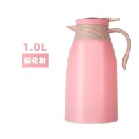 大容量保温壶家用热水瓶暖水壶玻璃双层内胆开水壶暖壶户外水杯 樱花粉 1.0L