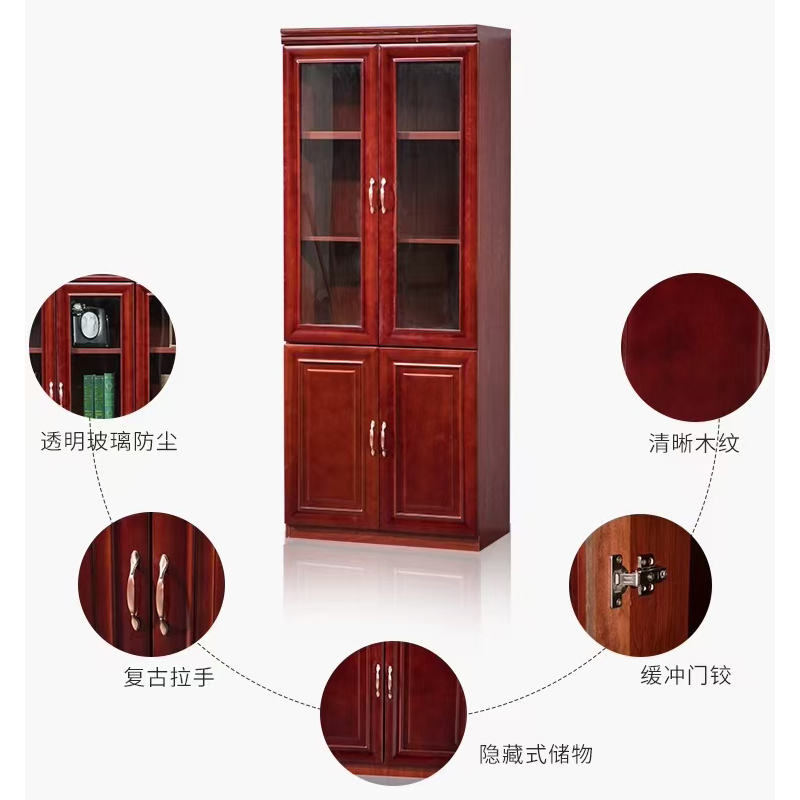 止臣 书柜 办公家具油漆书柜带玻璃门落地置物柜家用自由组合多层书橱收纳展示柜 两门