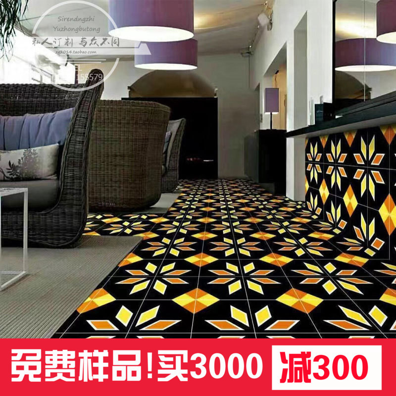 复古小花片彩色客厅仿古地砖卫生间餐厅背景墙砖300*300壹德壹