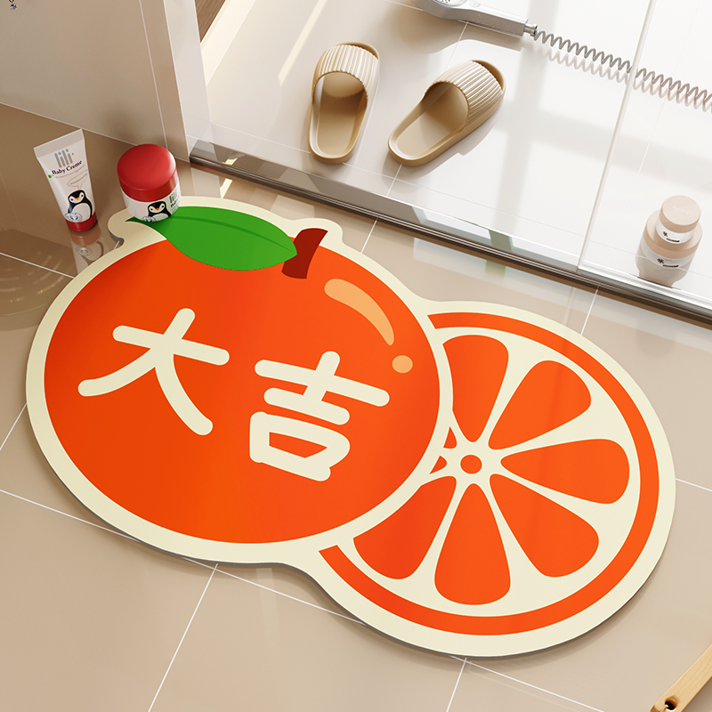 浴室地垫门口防滑垫红色厕所浴室专用硅藻泥吸水垫卫生间家用脚垫高清大图