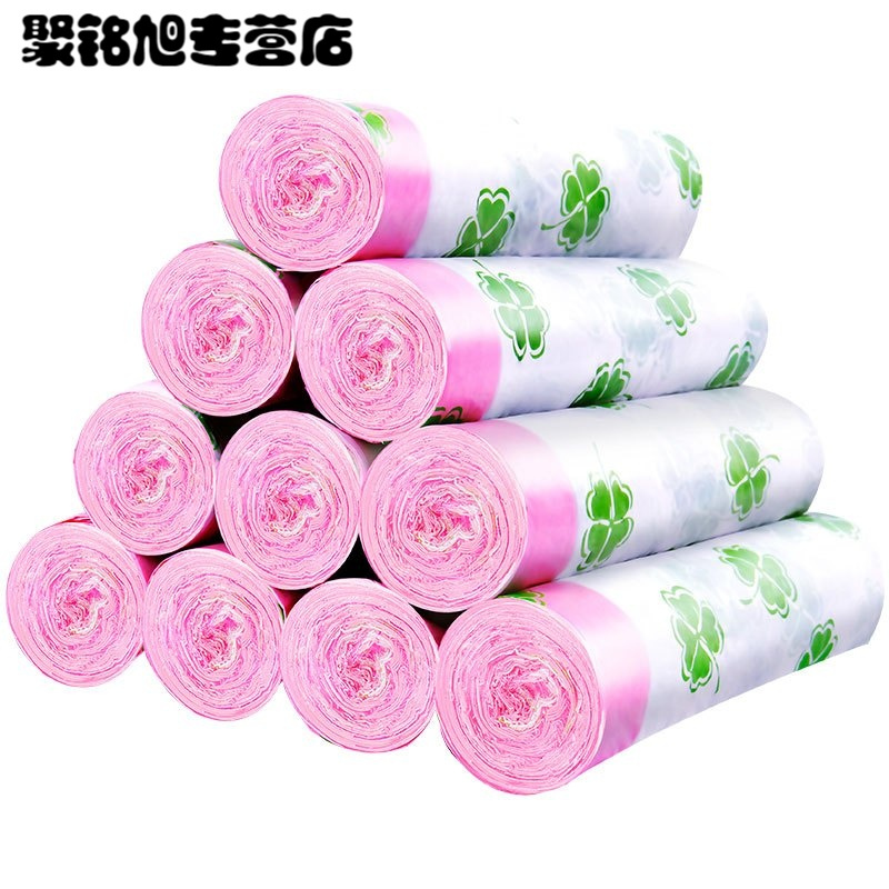 四叶自动收口垃圾袋加厚手提式抽绳中大号10卷装清洁用品一次性用品垃圾袋家居家用垃圾袋