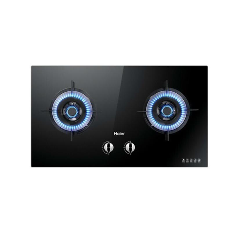 5.0KW大火力灶具+台嵌两用+五重防爆+可拆易洗 罐装液化气 海尔(Haier)家用燃气灶 大火力钢化玻璃黑晶面板 台