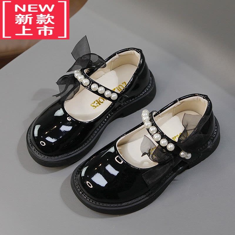 可莉允女童黑色小皮鞋2022春秋小女孩公主鞋软底小女孩韩版演出鞋儿童鞋运动休闲鞋图片