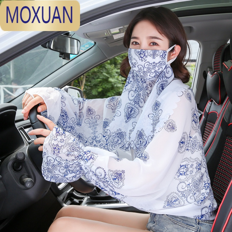 MOXUAN加长加宽防晒袖套女夏手臂套开车骑行防晒手套薄长款冰袖