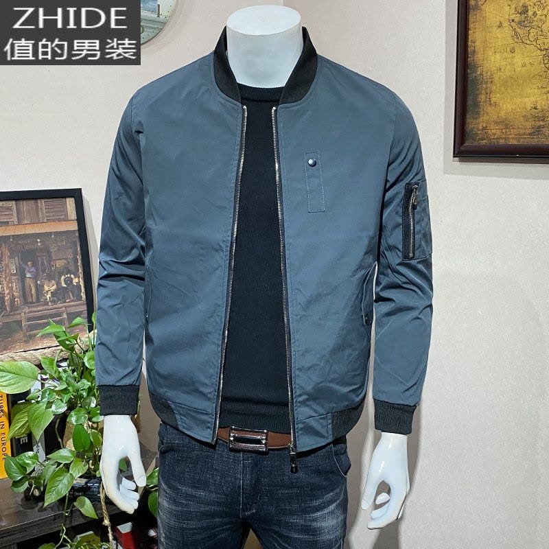 SUNTEK夹克男春秋季新款男装休闲帅气修身青年短款上衣棒球服男士外套潮夹克图片