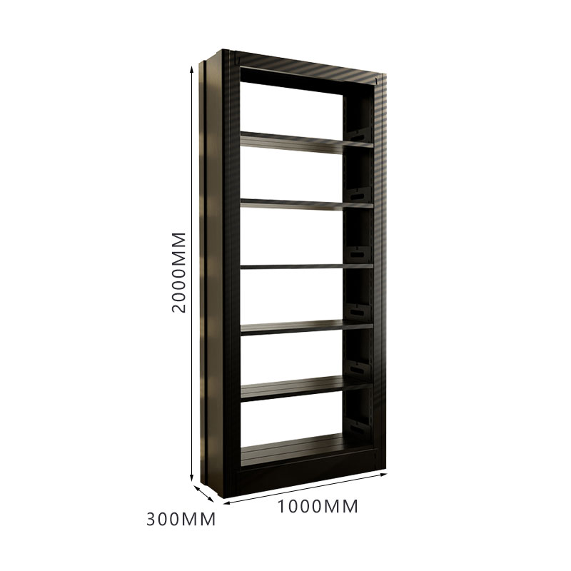 臻远ZY4072606 钢制书架资料架 单面6层一列一组黑色 1000*300*2000mm高清大图