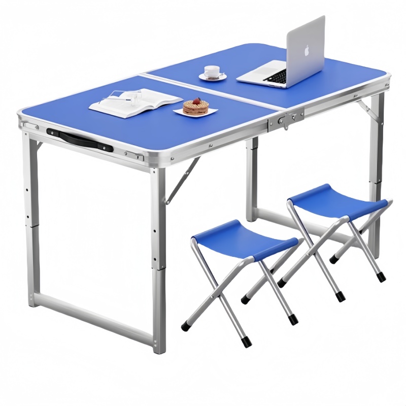 悦兴诚户外桌 120cm蓝色+2布凳 组高清大图