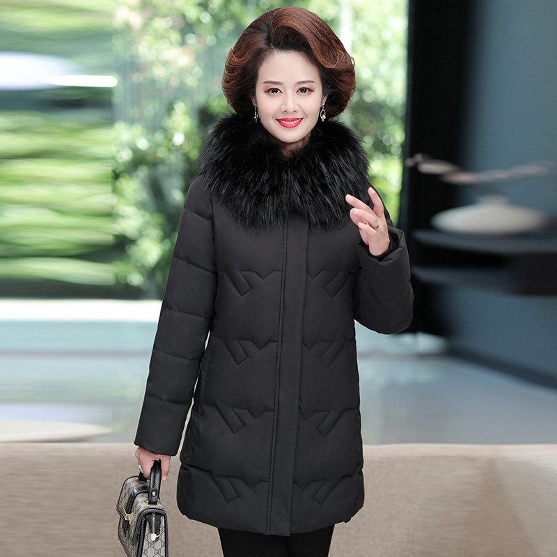 迪鲁奥（DILUAO)羽绒服中老年女冬装外套40岁50韩版中长款妈妈秋冬_983 4XL 黑色上衣