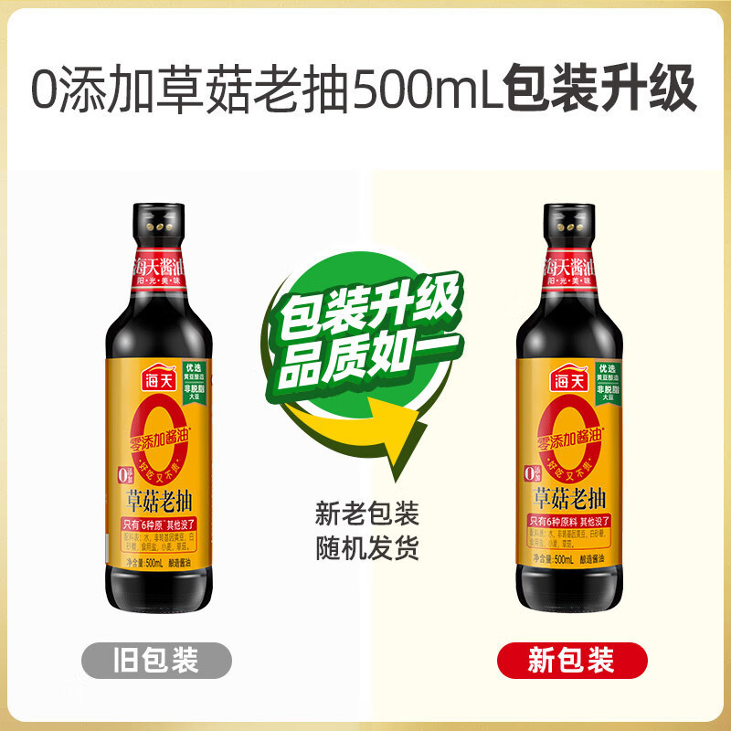 海天 0添加草菇老抽500mL(PET瓶)×1 调味品 草菇系列 红烧上色 KJDF-20240111-0012高清大图