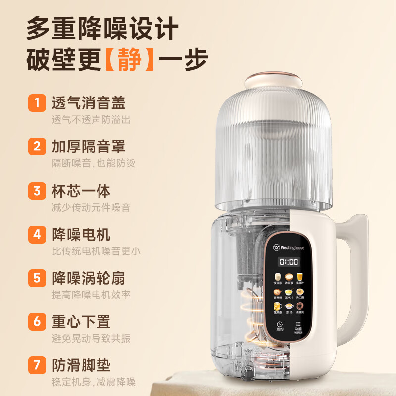 西屋(Westinghouse)迷你家用多功能料理机全自动免滤辅食机 WPB10J40高清大图
