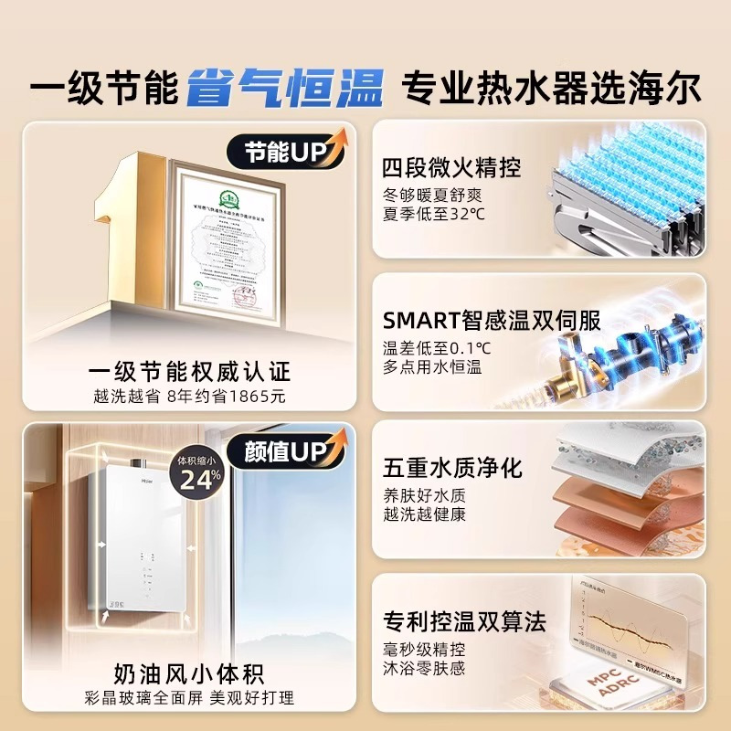 政府补贴海尔燃气热水器WM5C天然气节能恒温水伺服13升家用JSQ25-13WM5CDU1