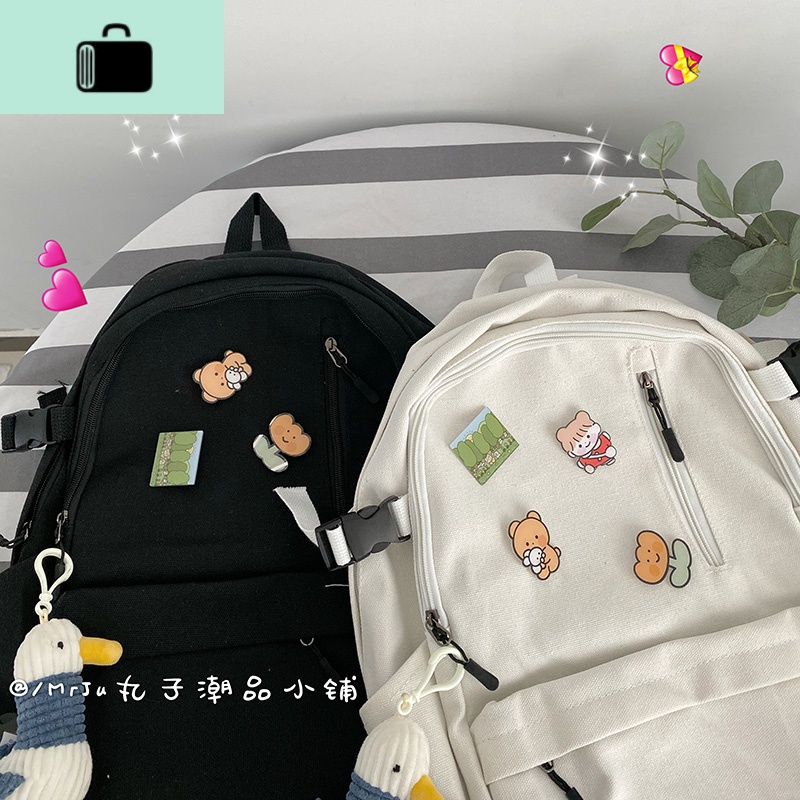 帆布双肩包2020新款大容量旅行背包日系百搭INS书包女韩版高中潮NEWLAKE高清大图