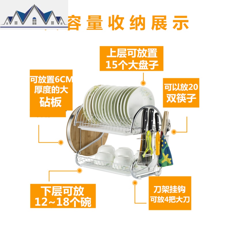 沥水碗架碗碟盘子架晾洗放碗柜餐具碗筷收纳盒家用厨房置物架墙上 三维工匠高清大图