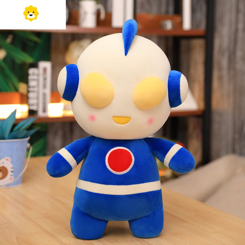 真智力q版羽绒棉公仔红蓝色咸蛋毛绒大号可爱玩偶玩具