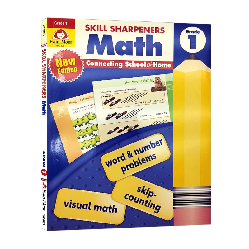 [正版]技能铅笔刀 数学练习册 一年级 英文原版 Skill Sharpeners Math Grade 1 美国加州