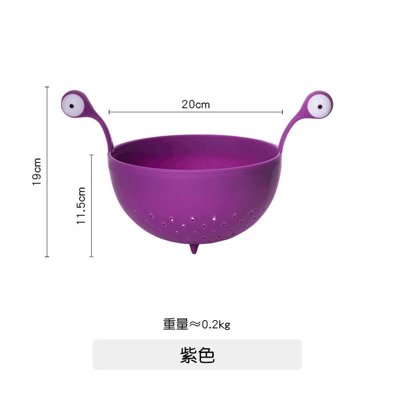 北欧风格卡通小怪兽果篮可爱怪物洗菜盆沥水篮家用客厅水果盘网红|紫色