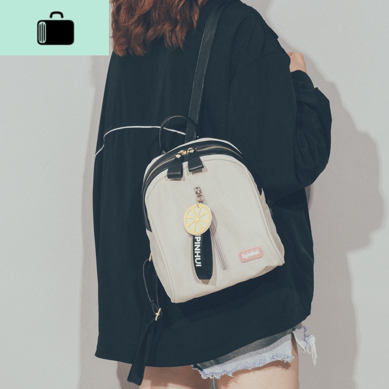 韩版上新ins超火双肩包小包2020新款时尚百搭女士迷你背包旅行包NEWLAKE 灰白色