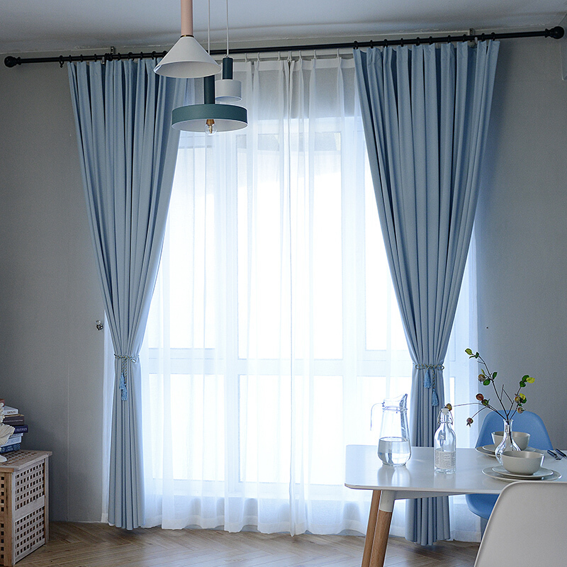 环保全遮光窗帘遮光布成品加厚卧室客厅阳台飘窗隔热现代简约