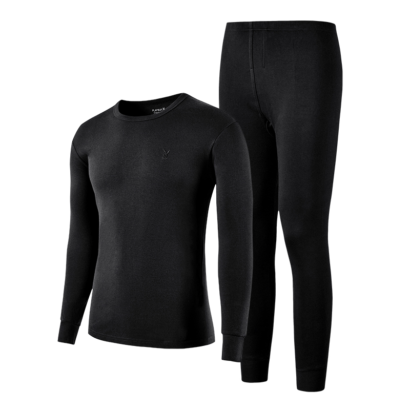 花花公子情侣秋衣秋裤女士男士纯棉薄款全棉毛衫保暖内衣套装冬男高清大图