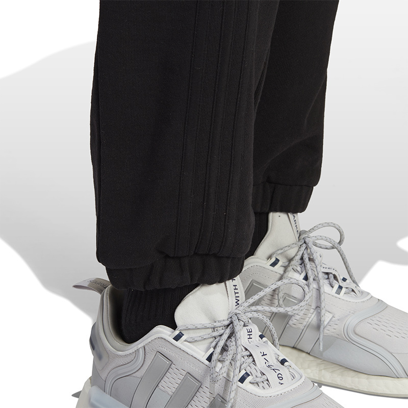 adidas originals 纯色Logo刺绣系带束脚运动裤 男款 黑色 IC8419