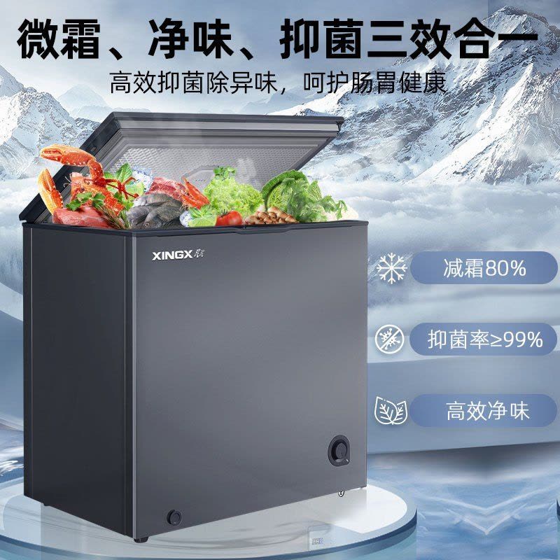 星星(XINGX)200升家用商用减霜净味冰柜 冷藏冷冻转换冷柜 节能顶开冰箱 BD/BC-200KR图片