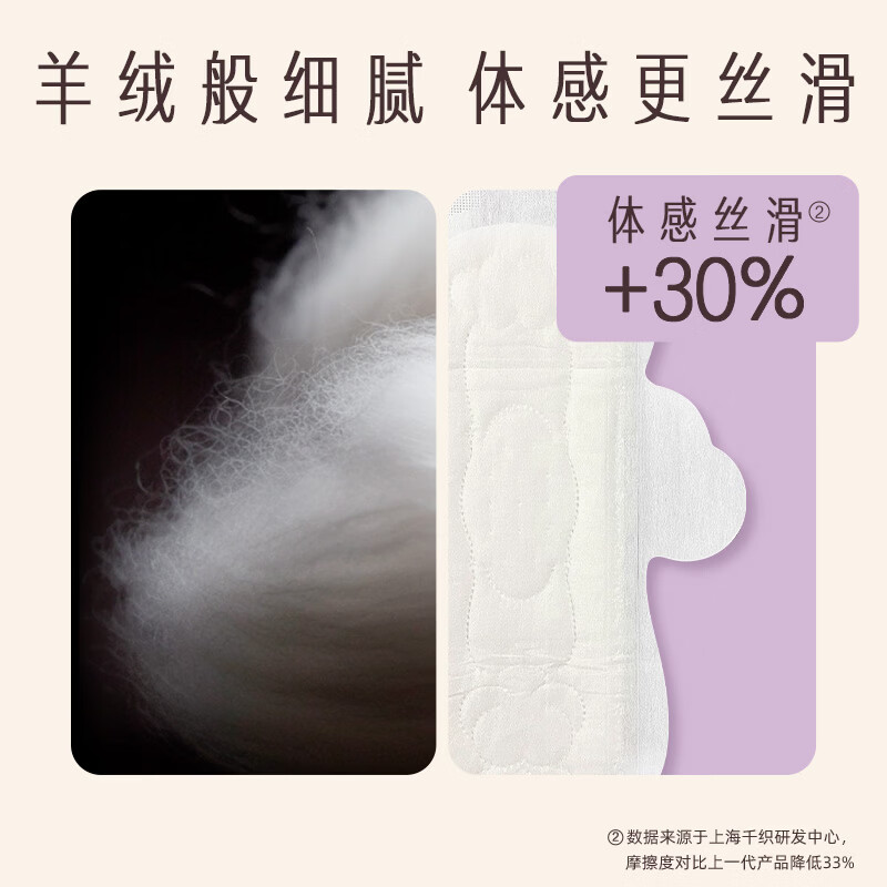 她研社 卫生巾姨妈巾奶滑小方绵柔超薄夜用加大尾扇420mm4片 3包装高清大图