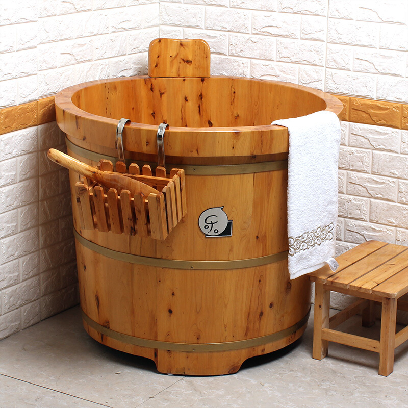 香柏木泡澡木桶包边圆形沐浴桶实木质浴缸洗澡桶浴盆波迷娜bomina