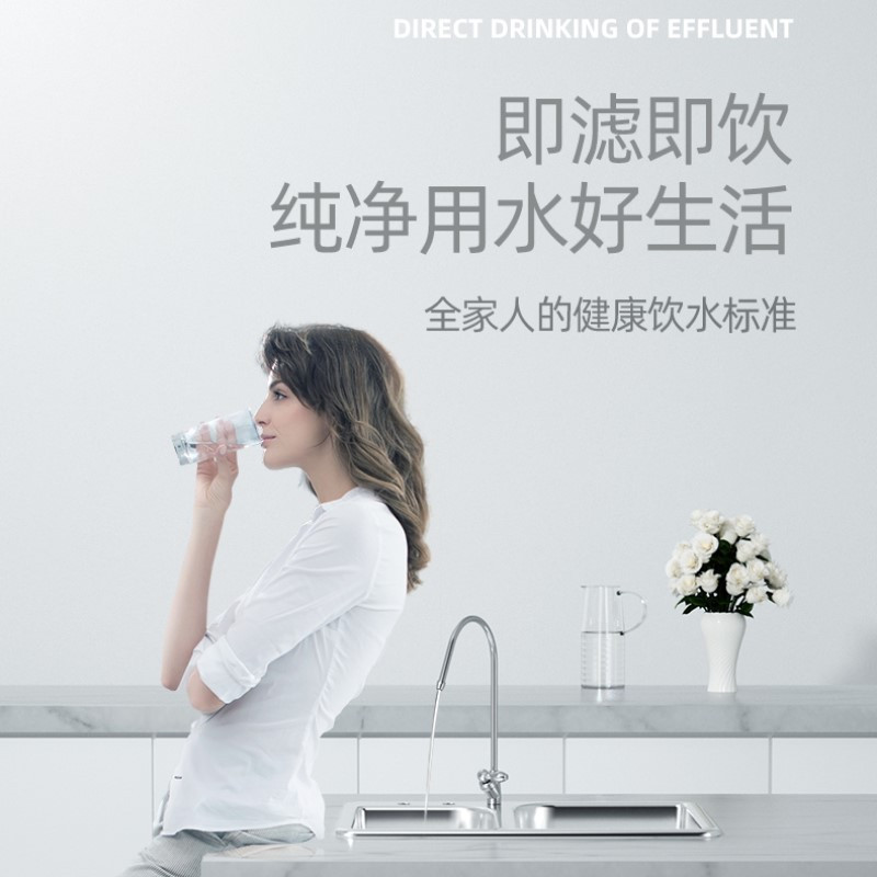 德克西(DEKEXI)厨房超滤净水器 家用健康直饮 大流量不锈钢厨下净水机Q1-2蓝色(自行安装)