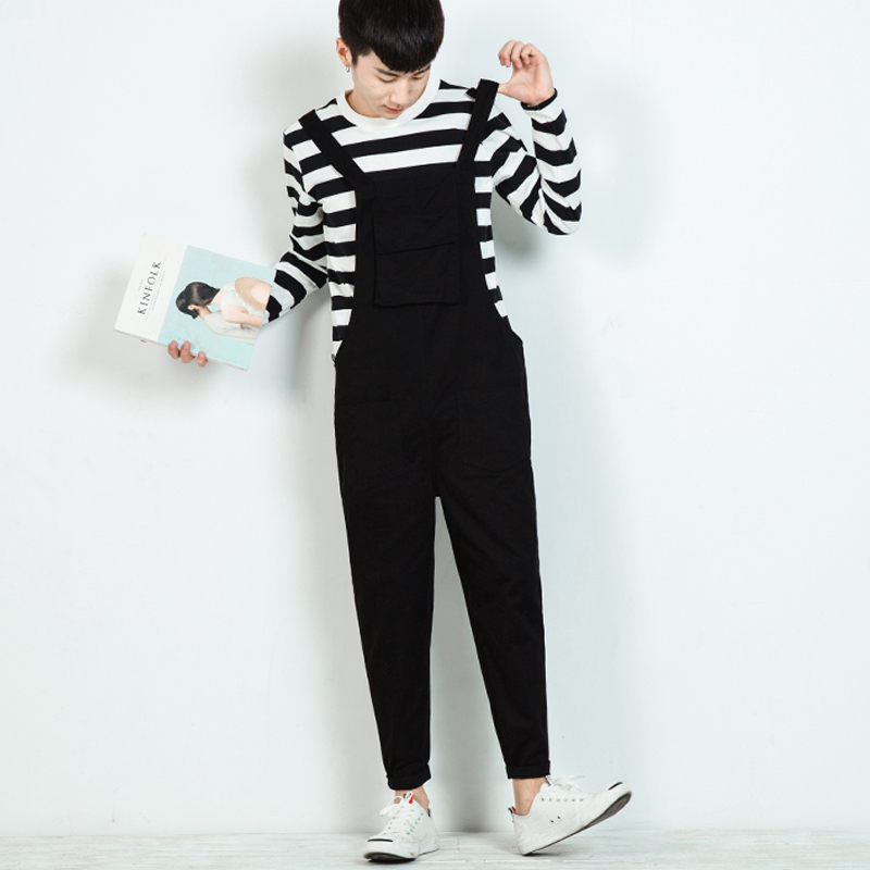 日系复古男士带连体裤哈伦潮流宽松背带裤学生青年表演韩版裤子