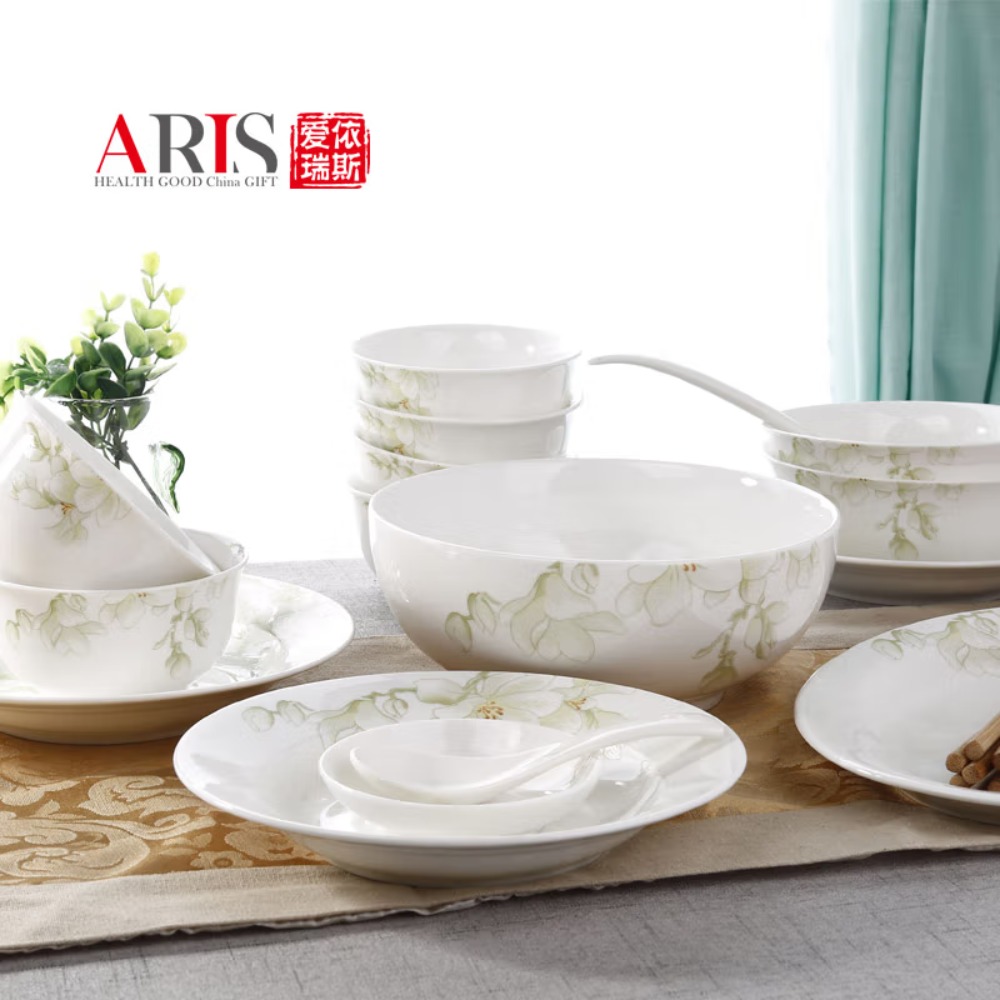爱依瑞斯陶瓷餐具 AS-D3901H白玉兰 39头高清大图