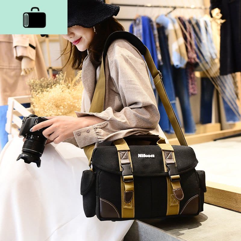 NEW LAKE佳能相机包 单反 单肩帆布摄影包200D700D750D800D60D70D80D5D90D 数码相机包图片