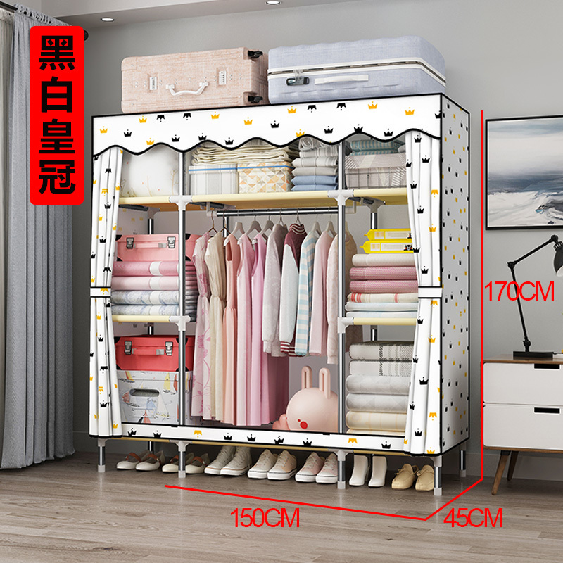 寻木匠简易布衣柜钢管加粗加固加厚结实耐用现代简约出租房组装布艺