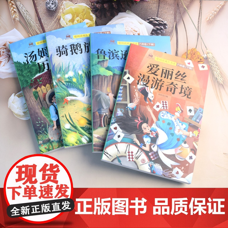 正版书籍 快乐读书吧六年级下册4册爱丽丝漫游奇境尼尔斯骑鹅旅行记鲁滨逊漂流记汤姆索亚历险记小学生语文教材配套课外阅读高清大图