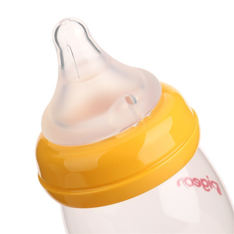贝亲（Pigeon） 贝亲自然实感宽口径婴儿奶瓶PP奶瓶240ml(黄色)-0092配M型号奶嘴
