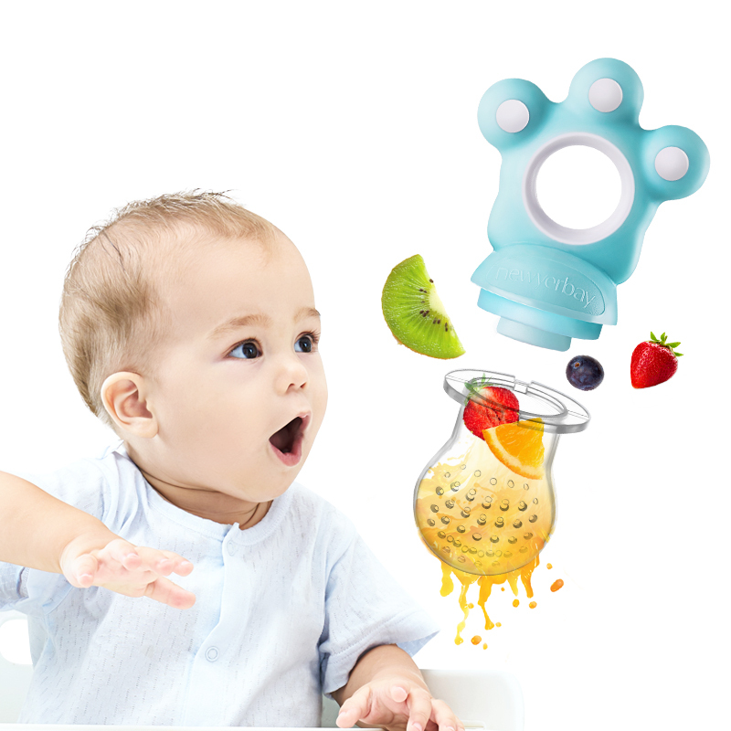 纽因贝NEWYERBAY 婴儿食物咬咬袋果蔬乐磨牙棒玩具 宝宝吃水果辅食器硅胶牙胶/蓝色