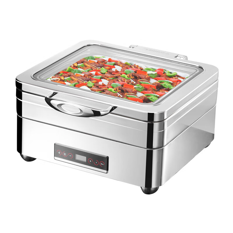 新力士大视窗智能温控保温电加热900W方形自助餐矮炉W20-1102T+W07-11027B