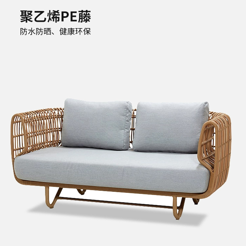 质凡户外沙发藤椅组合双人庭院花园露台室外休闲防雨防晒藤编民宿家具高清大图