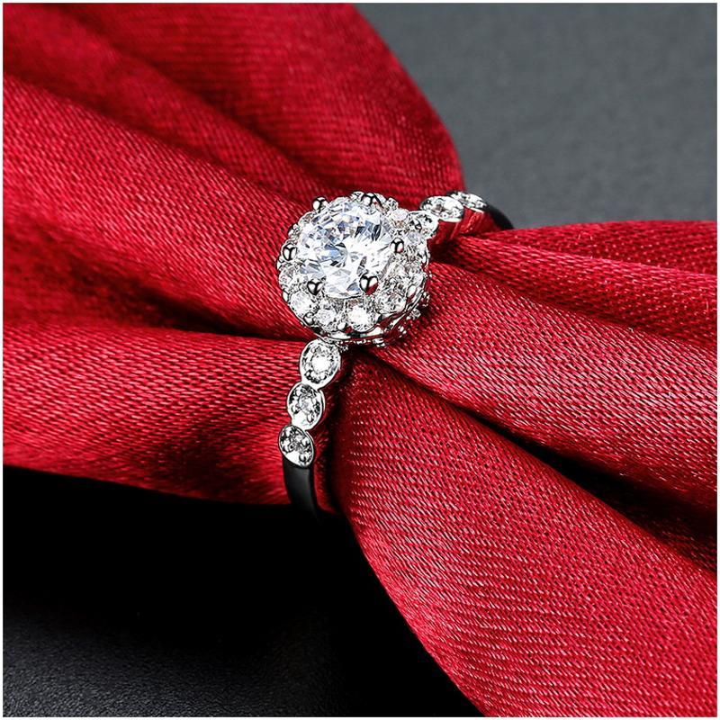R839-CCouple Love Gold Rings铂金订婚戒指男女钻石情侣简约日韩送女朋友七夕情人节礼物