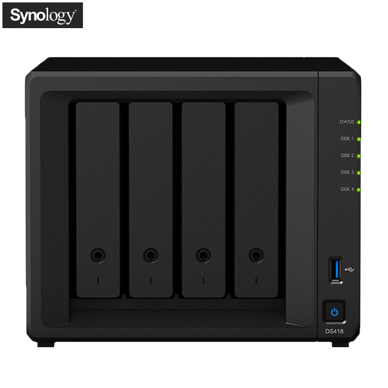 群晖(Synology)DS418 4盘位NAS网络存储服务器 (无内置硬盘)不规则体SATA接端口支持NAS盘红盘金盘