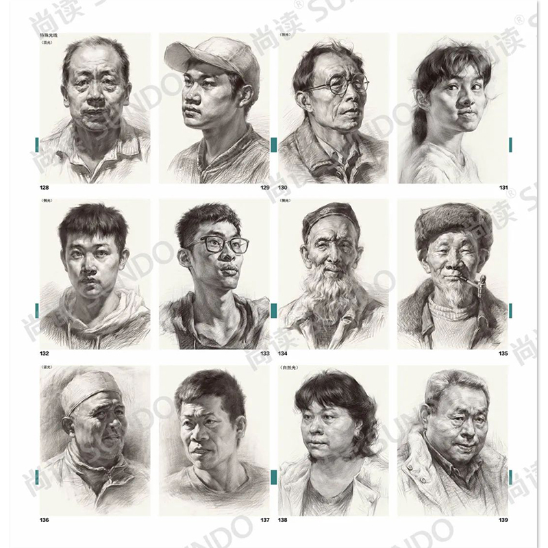 [醉染正版]火柴盒素描头像卷 2022尚读儿童男女青中老年人物头像临摹胸像带手默写模板高考艺考联考美术小书口袋书21