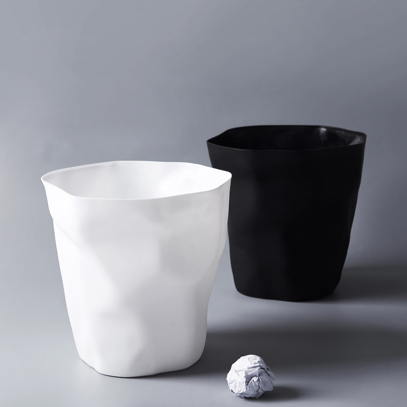 绵冠北欧家用无盖垃圾桶日式创意卫生间客厅卧室厨房塑料垃圾筒高清大图